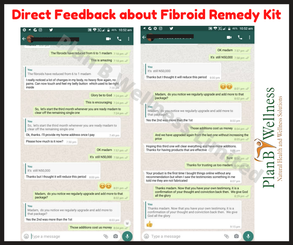 Feedback from Nnebisi 2 about our fibroid remedy kti